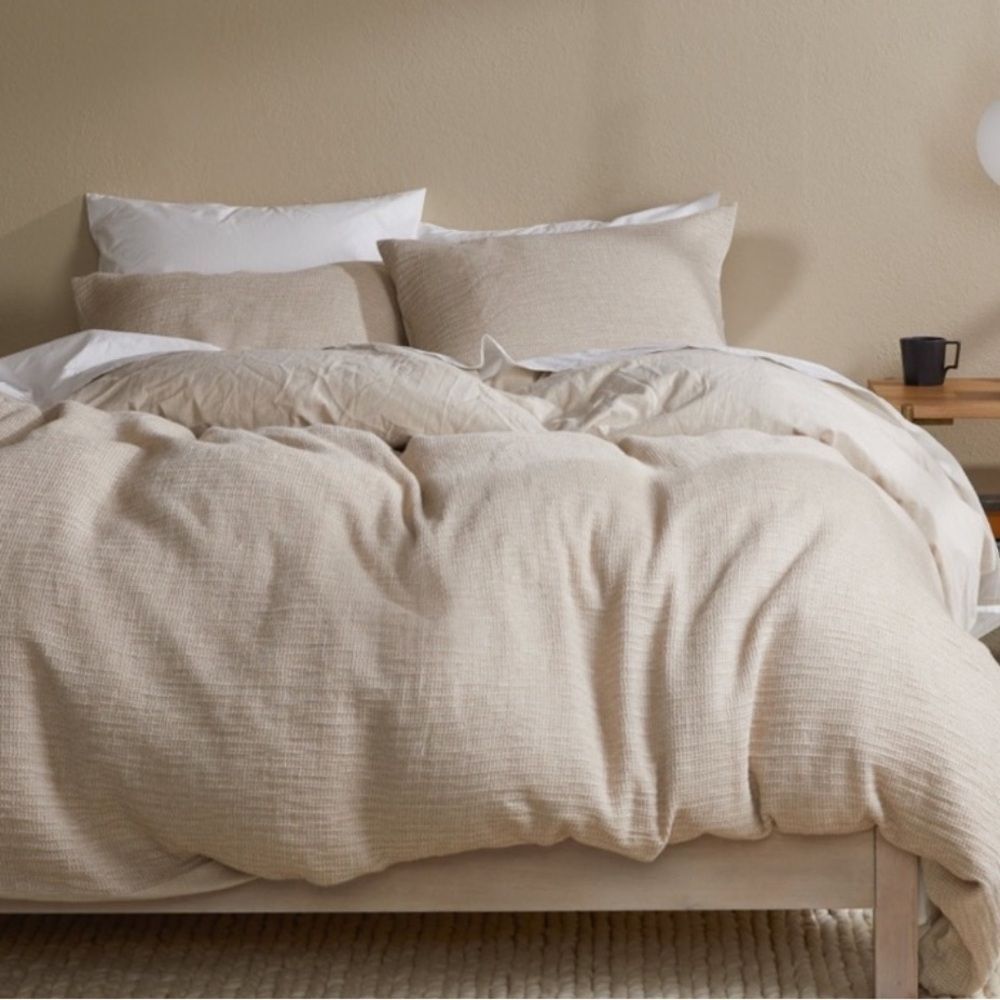Parachute Honeycomb Linen Blend Duvet Cover in Beige/Cream | Full/Queen